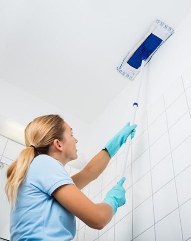 cleaning dust from walls and ceilings